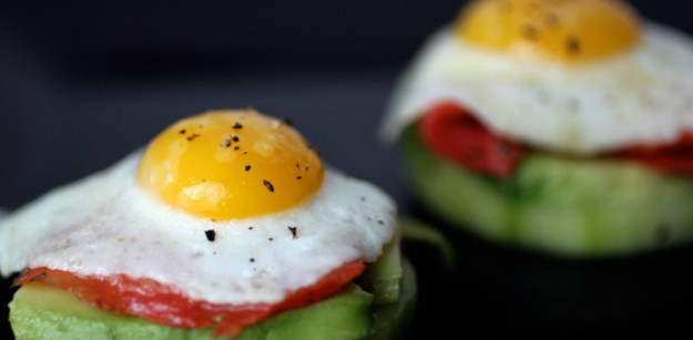 Salmon bites with smoked quail`s egg